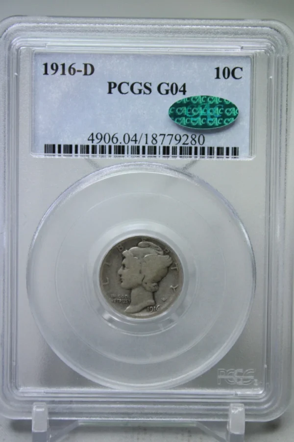 1916-D Mercury Dime 5C PCGS G04 Green CAC #9280