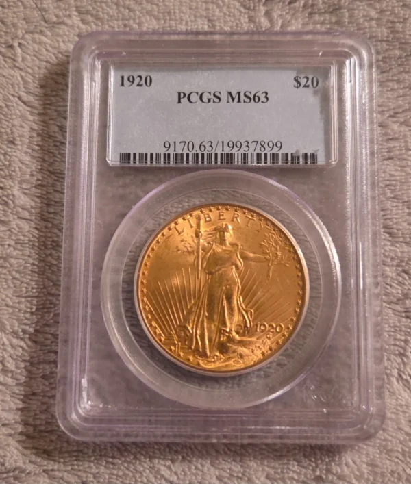 1920 St. Gaudens $20 Gold piece PCGS MS-63