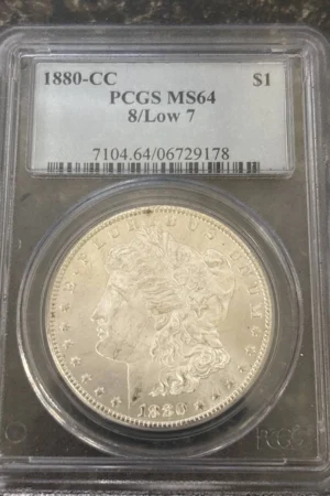 1880 CC Morgan Silver Dollar PCGS MS-64 8/Low 7