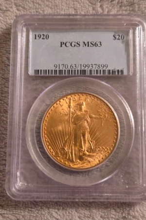 1920 St. Gaudens $20 Gold piece PCGS MS-63