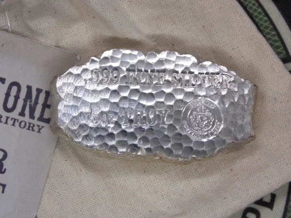 BULLION 5oz Tombstone Nugget .999 Fine Silver Art Bar w/ Bag ECC&C, Inc.