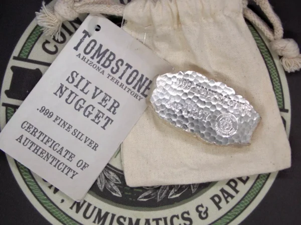 BULLION 5oz Tombstone Nugget .999 Fine Silver Art Bar w/ Bag ECC&C, Inc.
