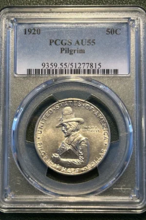 1920 Pilgrim Half Dollar - PCGS AU-55