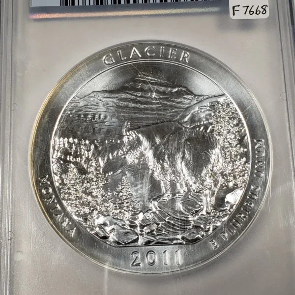 2011 5 oz Silver ATB America Beautiful Glacier Park - PCGS MS 69 PL - F7668