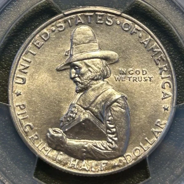 1920 Pilgrim Half Dollar - PCGS AU-55