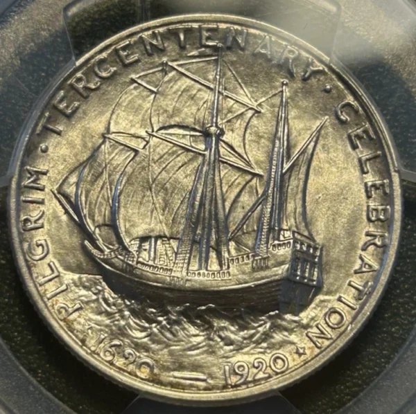 1920 Pilgrim Half Dollar - PCGS AU-55