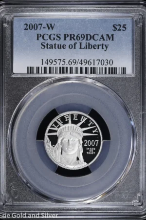 2007-W $25 Proof 1/4 oz Platinum Eagle Statue of Liberty PCGS PR 69