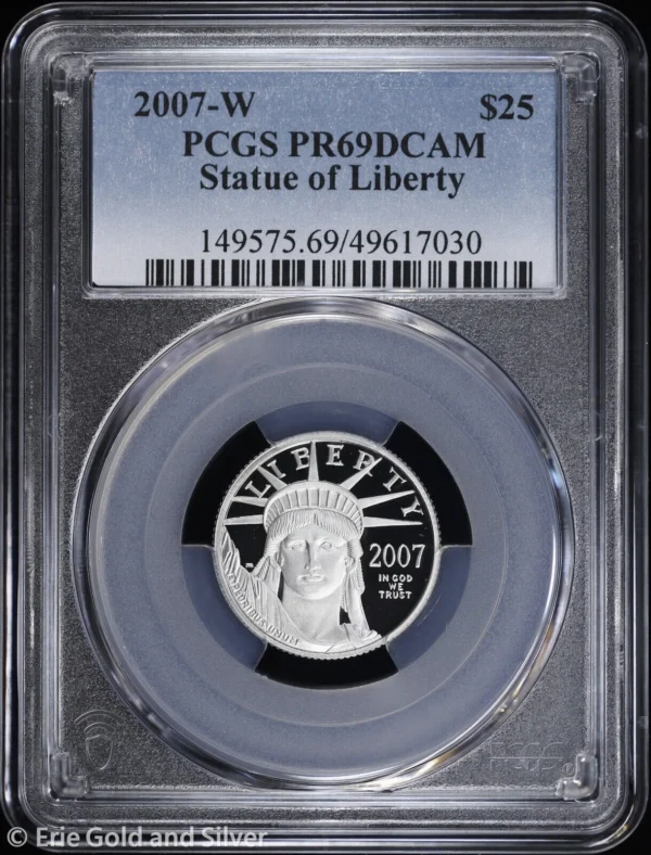 2007-W $25 Proof 1/4 oz Platinum Eagle Statue of Liberty PCGS PR 69