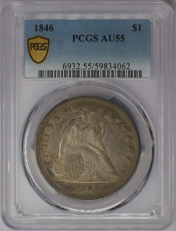 1846 $1 Seated Liberty Dollar - PCGS AU 55