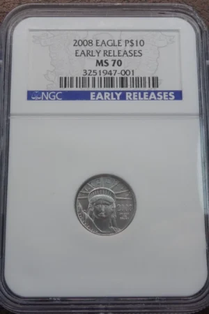 2008 $10 Platinum Eagle NGC MS 70 1/10 Oz .999 US Mint Coin Early Release