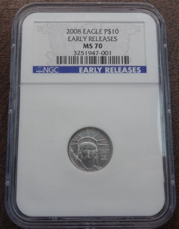 2008 $10 Platinum Eagle NGC MS 70 1/10 Oz .999 US Mint Coin Early Release